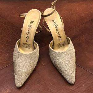 Yves Saint Laurent vintage sling back metallic heels